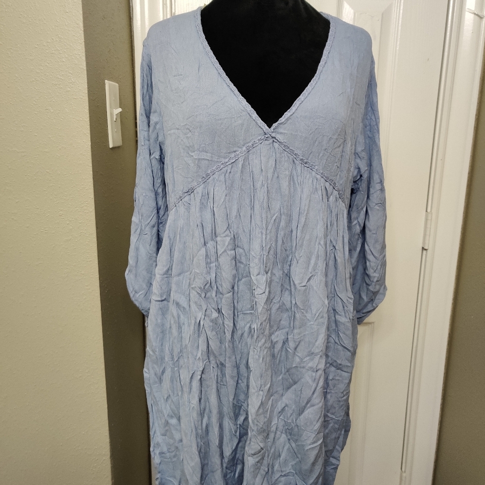 Umgee Dusty Blue V-Neck Top